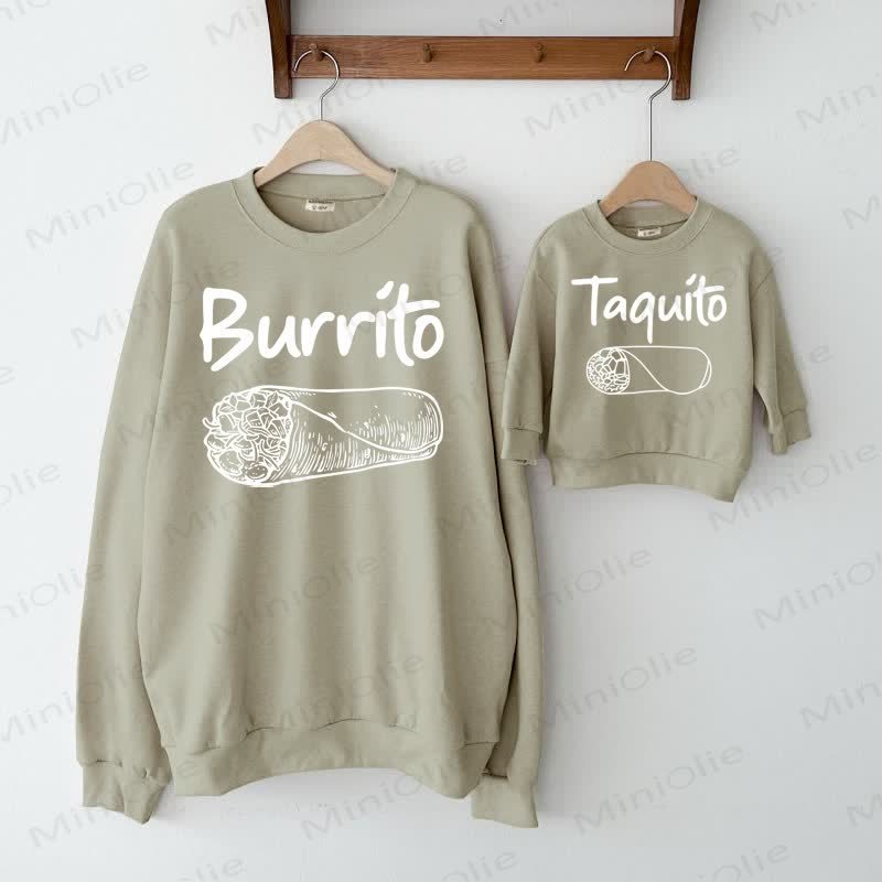 TACO/BURRITO TAQUITO Grey Green Family Sweatshirt  - image 2