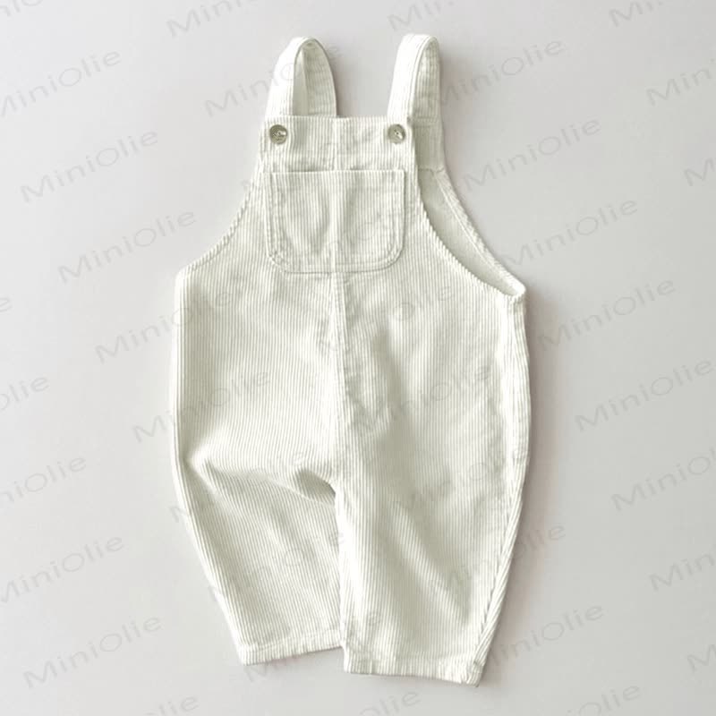 Baby Flower Corduroy Denim Pocket Overalls - Beige - 5-7T - image 5