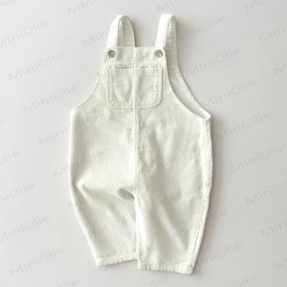 Baby Flower Corduroy Denim Pocket Overalls - Beige - 5-7T - image 5