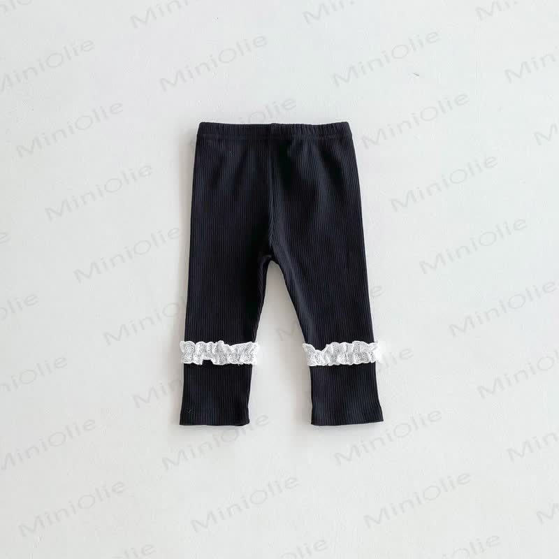 Baby Girl Solid Color Lace Leggings  - Black - 2-3T - image 4