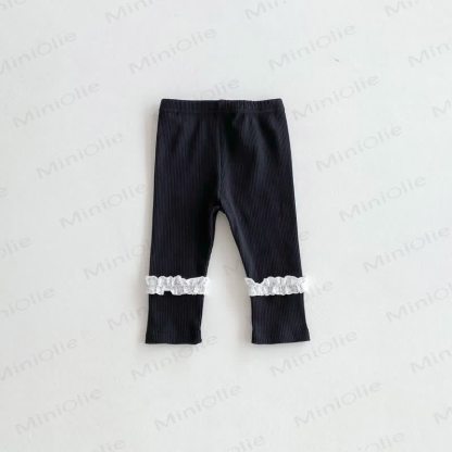 Baby Girl Solid Color Lace Leggings  - Black - 2-3T - image 4