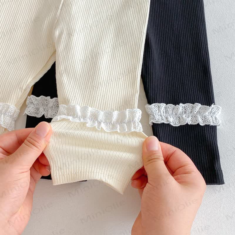 Baby Girl Solid Color Lace Leggings  - image 6