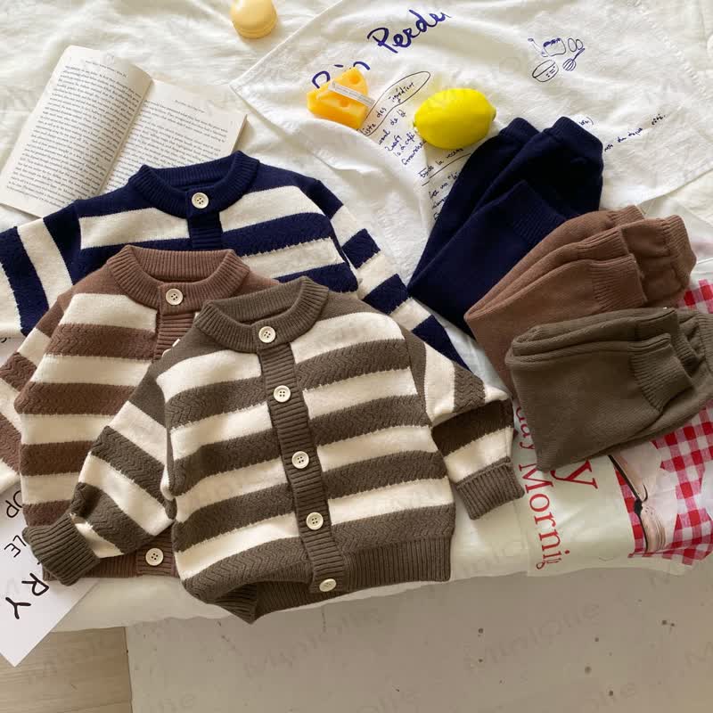 Baby Boy Stripe Crew Neck 2-piece Set - image 1