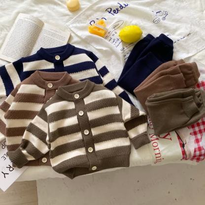 Baby Boy Stripe Crew Neck 2-piece Set - image 1
