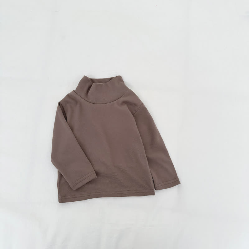  Baby Turtleneck Comfortable Solid Color T-shirt - Brown - 3-5T - image 8