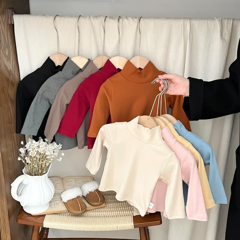  Baby Turtleneck Comfortable Solid Color T-shirt - image 4