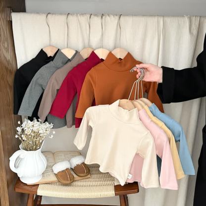  Baby Turtleneck Comfortable Solid Color T-shirt - image 4