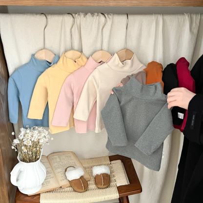  Baby Turtleneck Comfortable Solid Color T-shirt - image 5