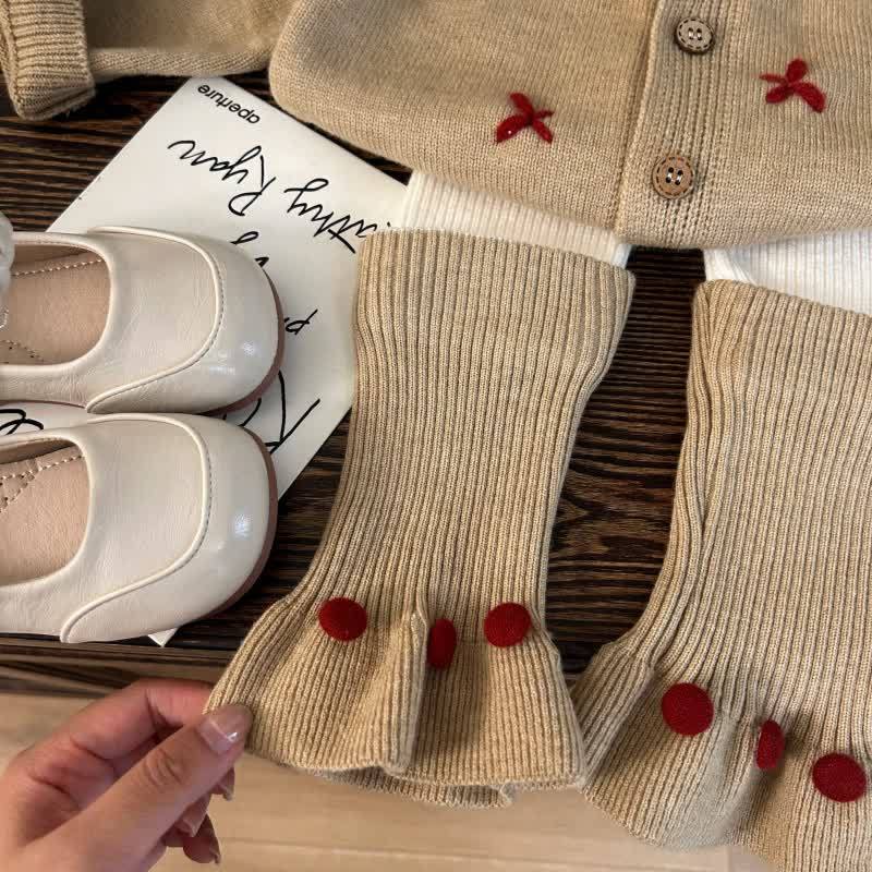 Toddler Kid Girl Bow Knitted Coffee Sweater/Leggings - Coffee Leggings - 12Y - image 4