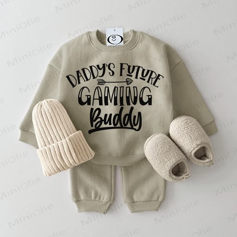 DADDY'S FUTURE GAMING BUDDY Baby Sweatshirt 2-piece Grey Green Set - Grey Green - 2-3T - image 1