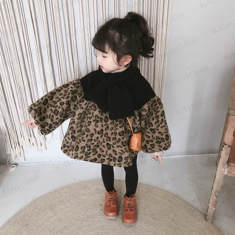 Toddler Girl Leopard Print Fleece Dress - Leopard Print - 10Y - image 1