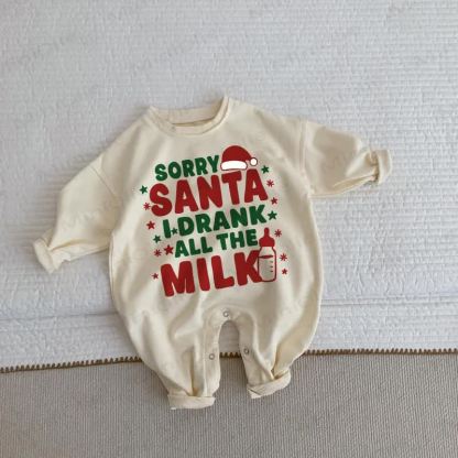 SORRY SANTA I DRANK ALL THE MILK Baby Toddler Beige Romper - Beige - 2-3T - image 1