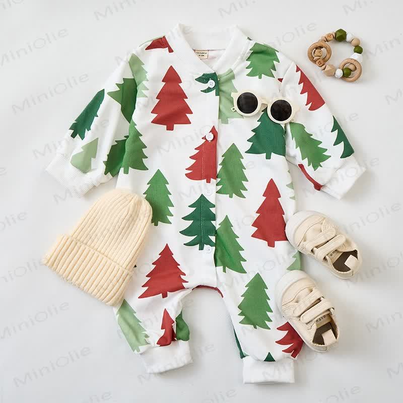 Baby Colorful Trees White Unbutton Romper - image 2