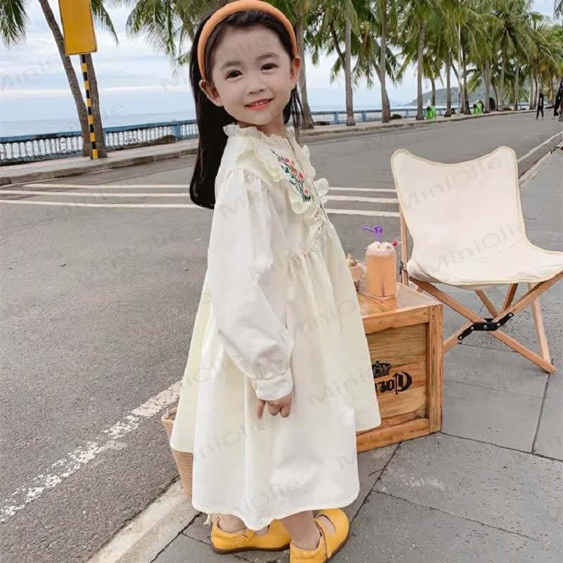 Toddler Girl Embroidered Flower Pleats Dress  - image 4