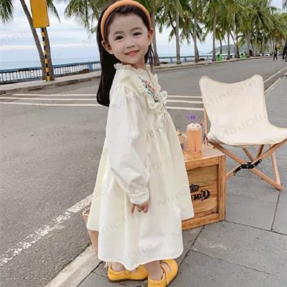 Toddler Girl Embroidered Flower Pleats Dress  - image 4