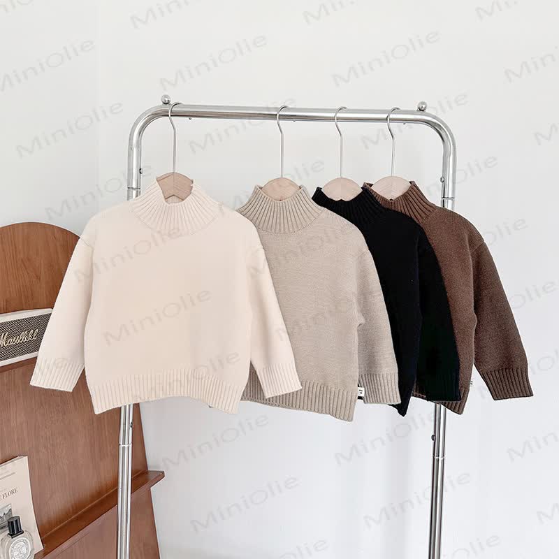 Kid Solid Color Turtleneck Knit Sweater - image 2