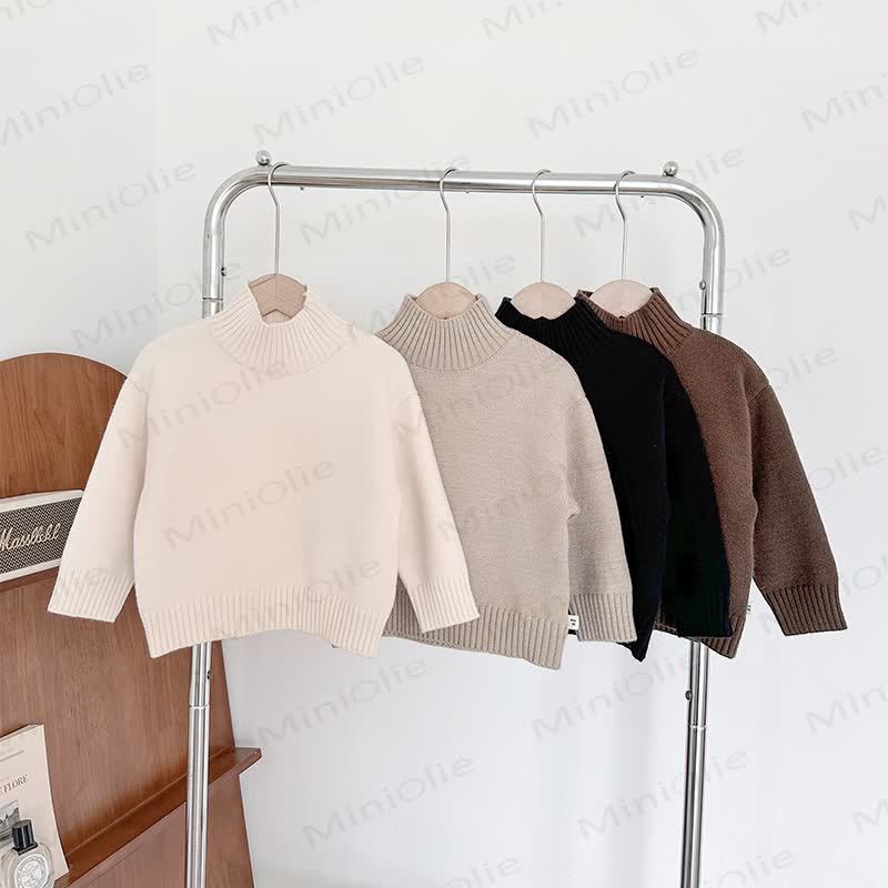 Kid Solid Color Turtleneck Knit Sweater - image 2