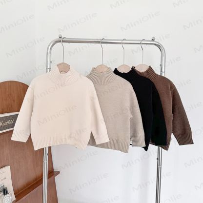 Kid Solid Color Turtleneck Knit Sweater - image 2