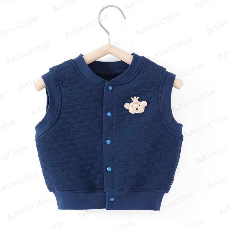 Baby Solid Color Quilted Vest Outerwear - Dark Blue - 3-5T - image 5