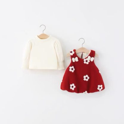 Baby Girl Flower Bow Sleeveless Dress - Red - 5-6T - image 2