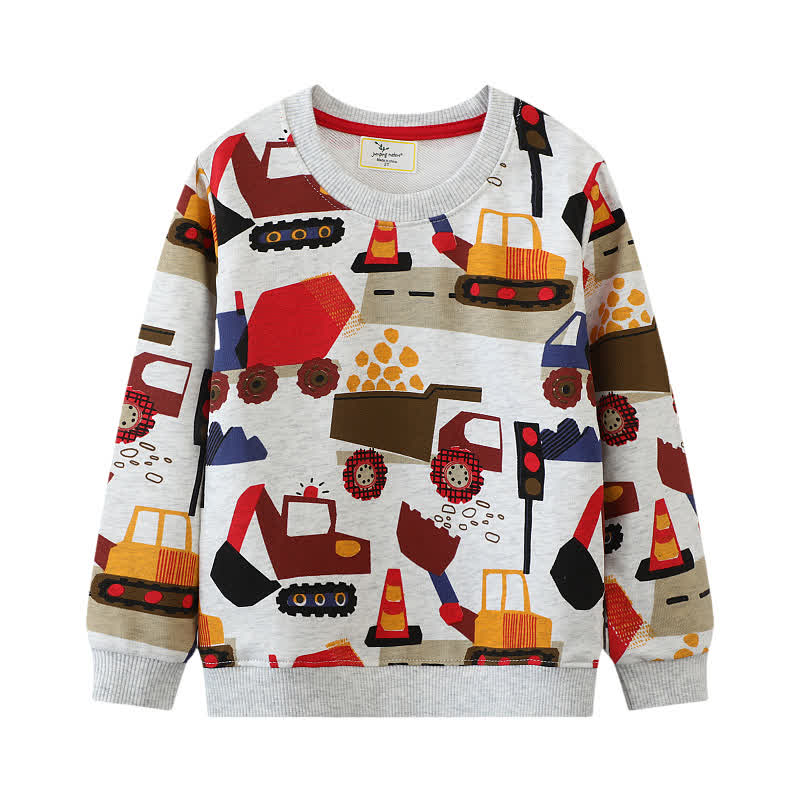  Toddler Boy Excavator Print Sweatshirt - Grey - 7T - image 1