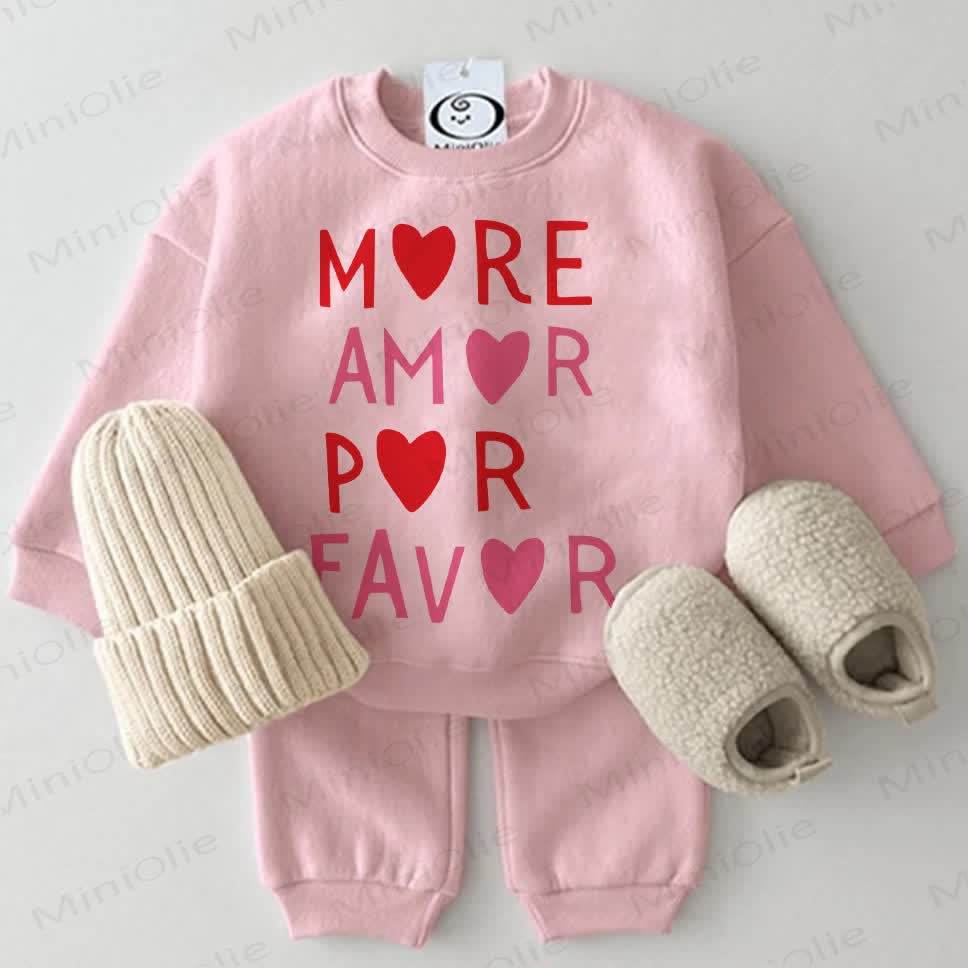 MORE AMOR POR FAVOR Baby Sweatshirt 2-piece Pink Set - Pink - 2-3T - image 1