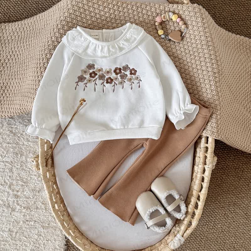 Baby Girl Embroidered Flower Knit 2-piece Set - White - 2-3Y - image 1