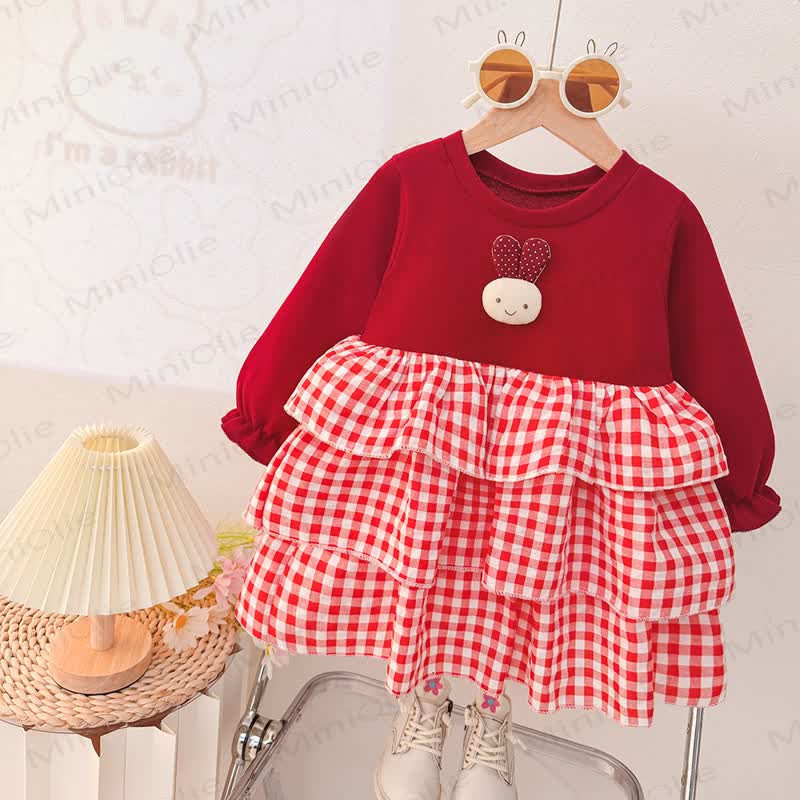 Baby Girl Bunny Plaid Dress - Red - 4-5T - image 2
