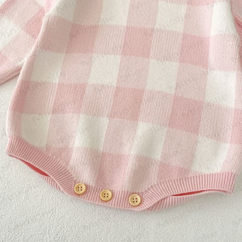 Baby Plaid Knit Flutter Sleeves Bodysuit - image 10