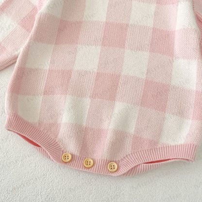 Baby Plaid Knit Flutter Sleeves Bodysuit - image 10