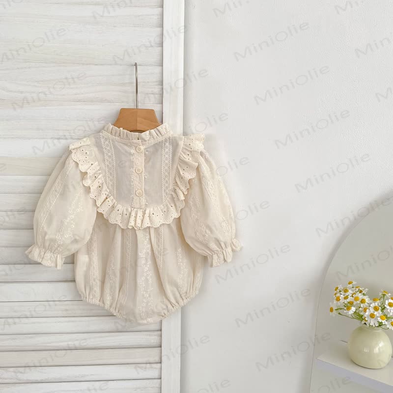 Baby Lace Bow Beige Bodysuit - image 2