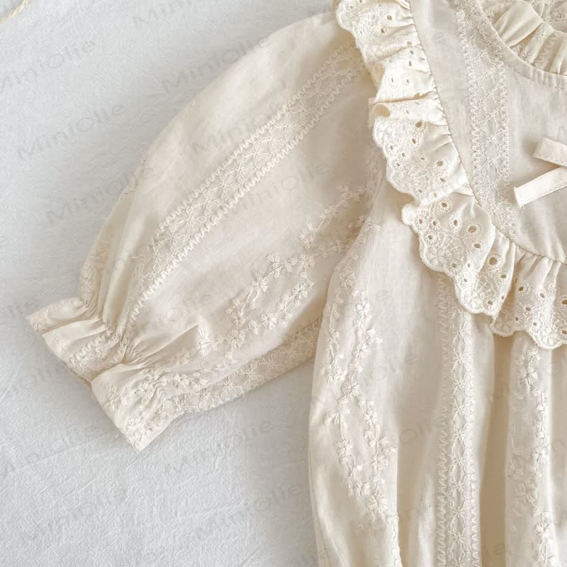 Baby Lace Bow Beige Bodysuit - image 7