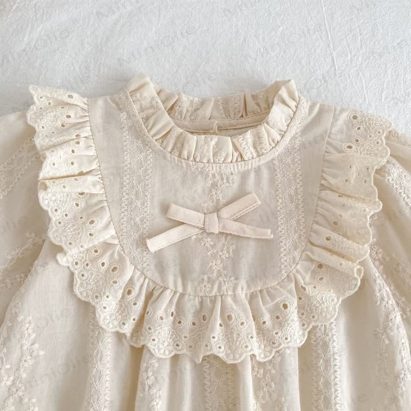 Baby Lace Bow Beige Bodysuit - image 3