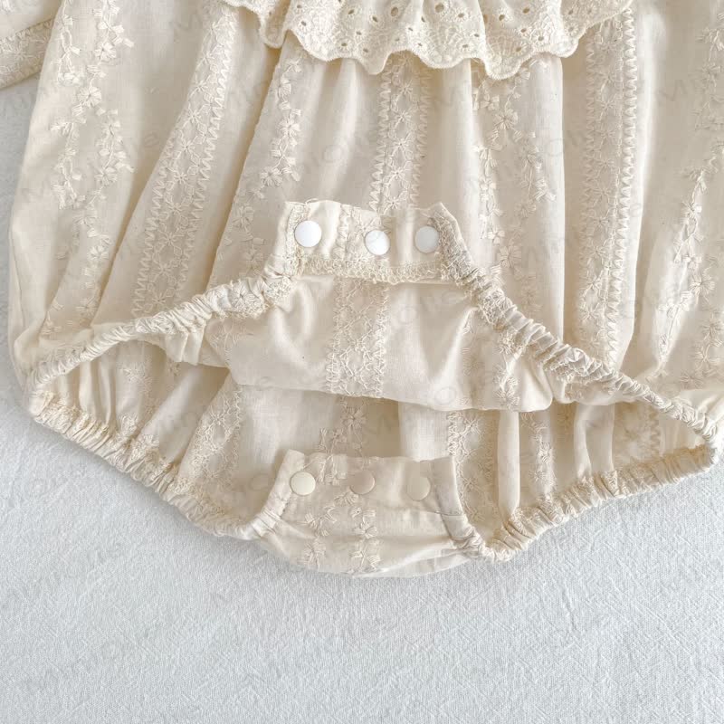 Baby Lace Bow Beige Bodysuit - image 9
