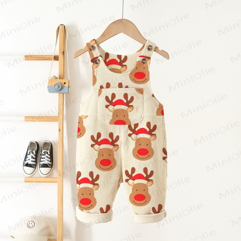 Baby Toddler Reindeer Corduroy Overalls - Beige - 2-3T - image 1