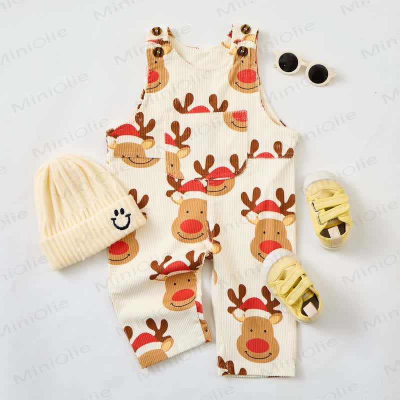 Baby Toddler Reindeer Corduroy Overalls - image 2