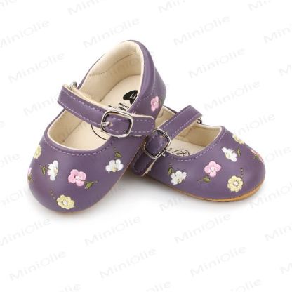 Baby Flower Embroidered Shoes - Purple - 12-18M - image 34