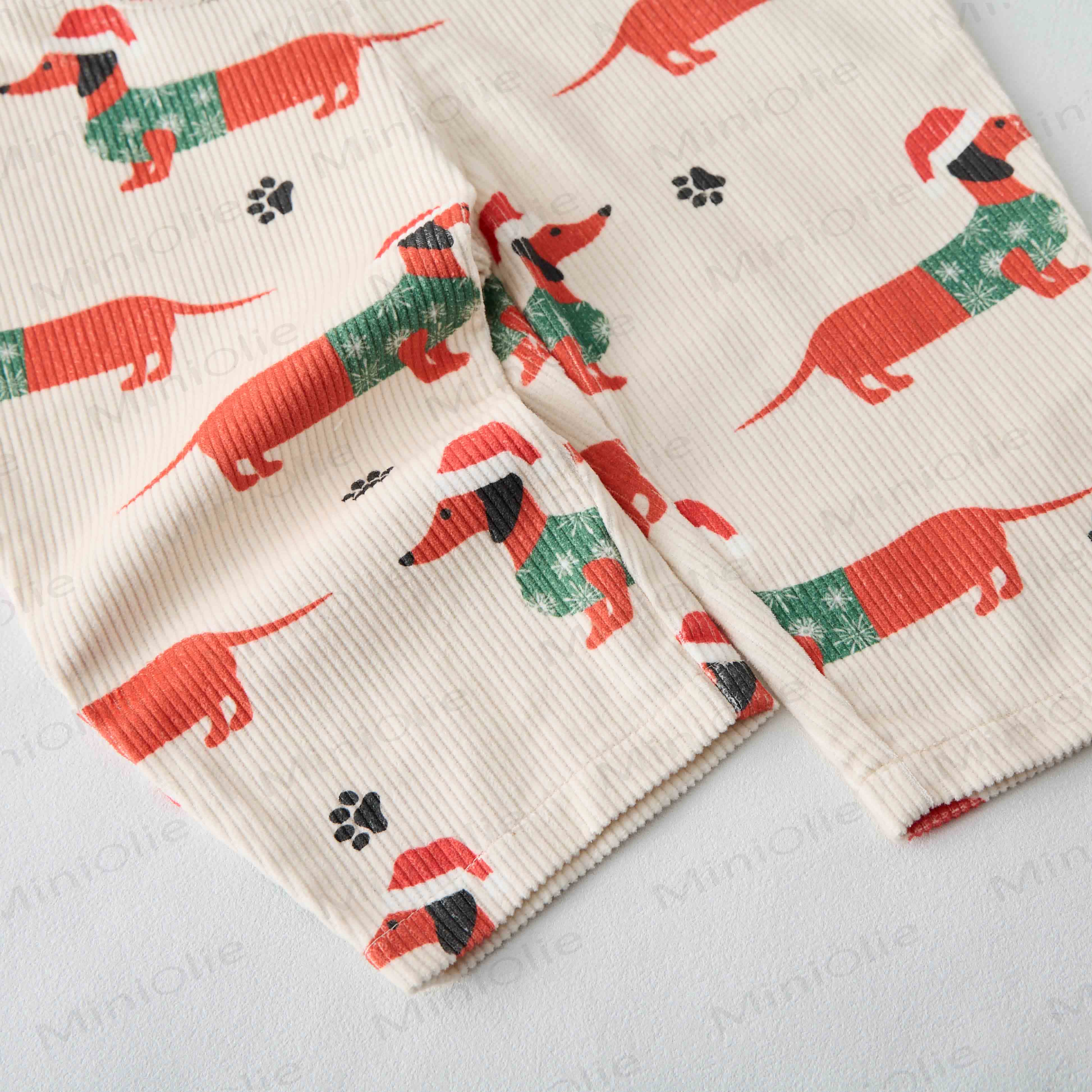 Baby Toddler Christmas Dachshund Corduroy Overalls  - image 3