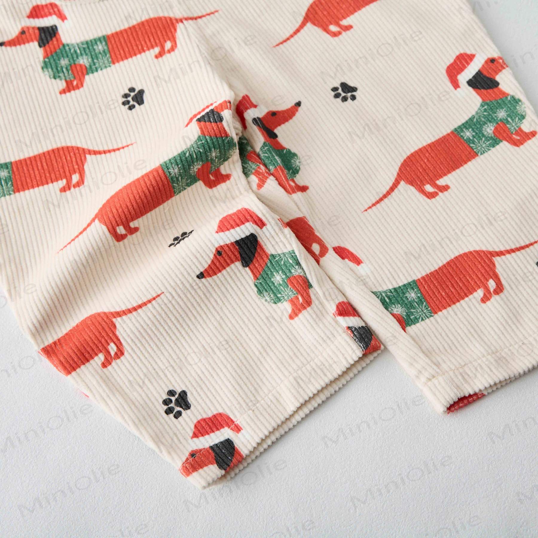 Baby Toddler Christmas Dachshund Corduroy Overalls  - image 3