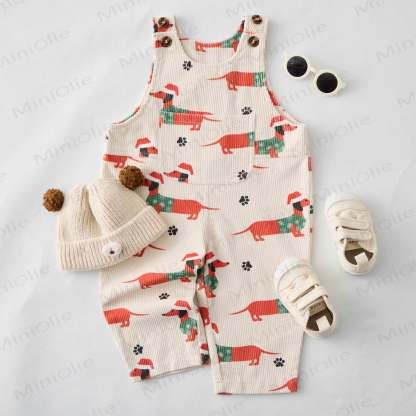 Baby Toddler Christmas Dachshund Corduroy Overalls  - image 2