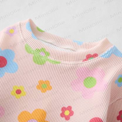 Baby Waffle Dopamine Flowers Sweatshirt 2-piece Set - image 3