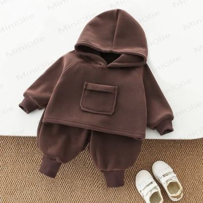 Toddler Kid Solid Color Fleece Lined 2-piece Set - image 2