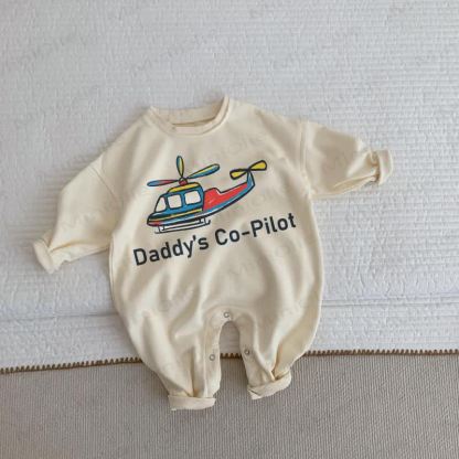 DADDY'S CO-PILOT Baby Toddler Beige Romper - Beige - 2-3T - image 1
