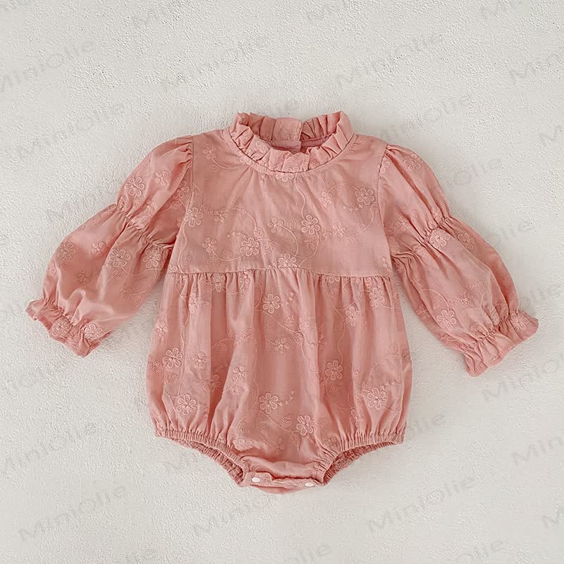 Baby Embroidered Solid Color Bodysuit - image 2