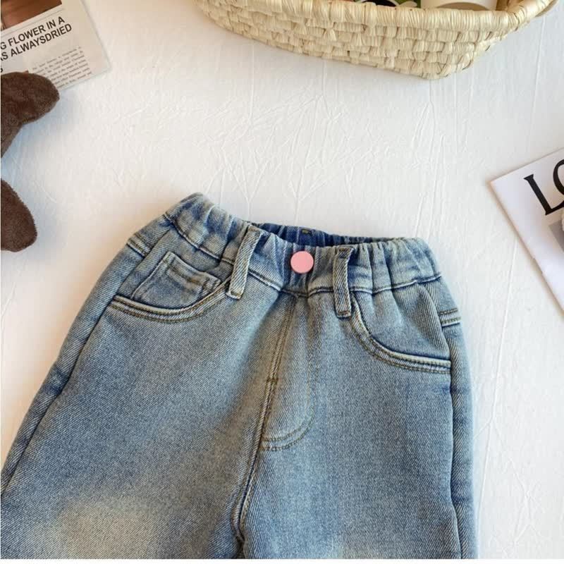 Toddler Kid Bunny Denim Fleece Lined Pants - image 5