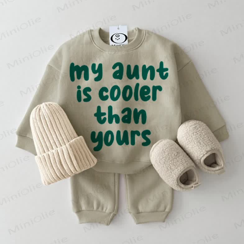 MY AUNT IS COOLER THAN YOURS Baby Sweatshirt 2-piece Set - Grey Green - 2-3T - image 1