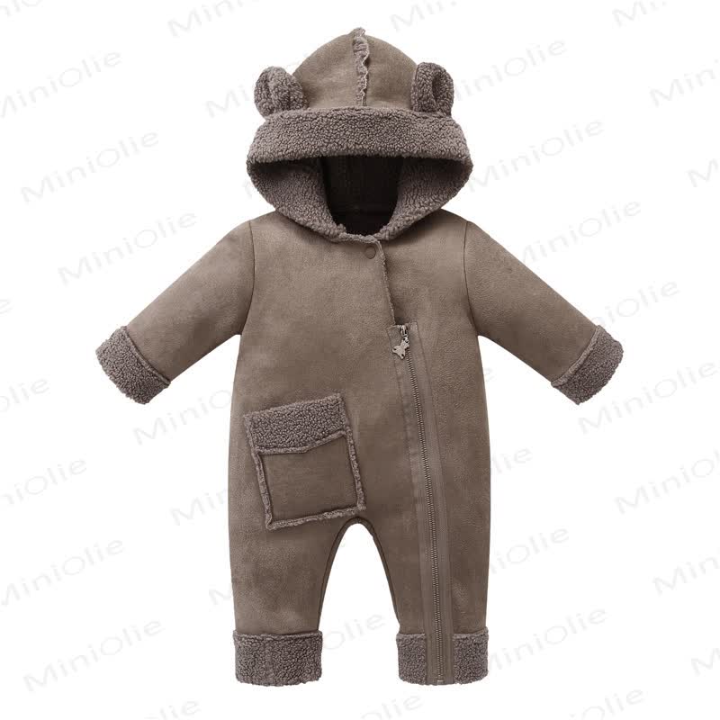 Baby Warm Fleece Romper - Coffee - 18-24M - image 2