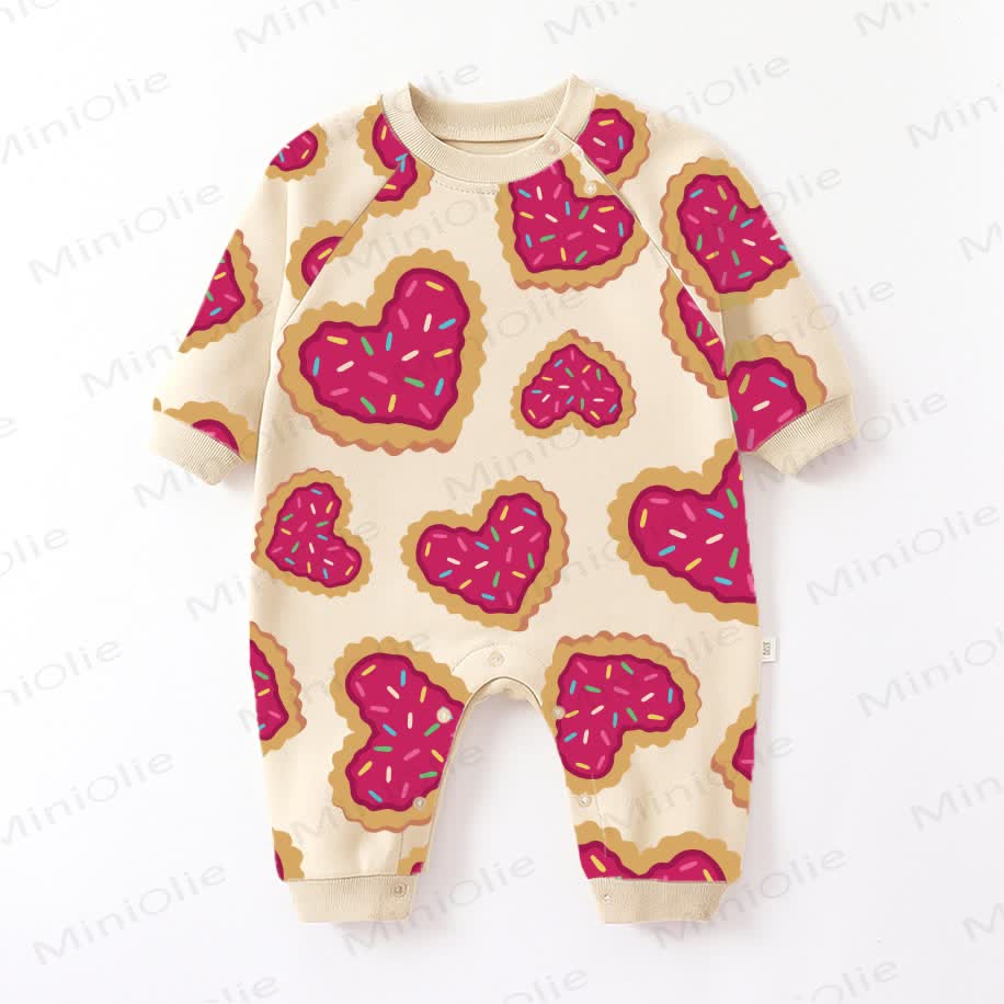 Baby Heart-shaped Cookies Beige Romper - Beige - 2-3T - image 1