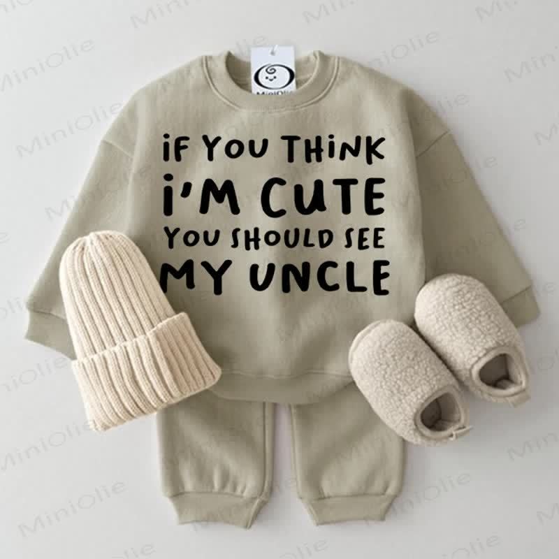 IF YOU THINK I'M CUTE YOU SHOULD SEE MY UNCLE Baby Grey Green 2-piece Set - Grey Green - 2-3T - image 1