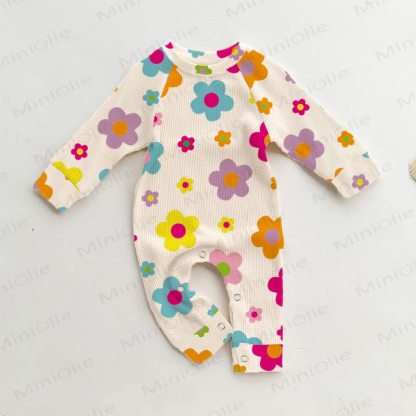 Baby Waffle Dopamine Flowers Romper - Beige - 12-18M - image 1